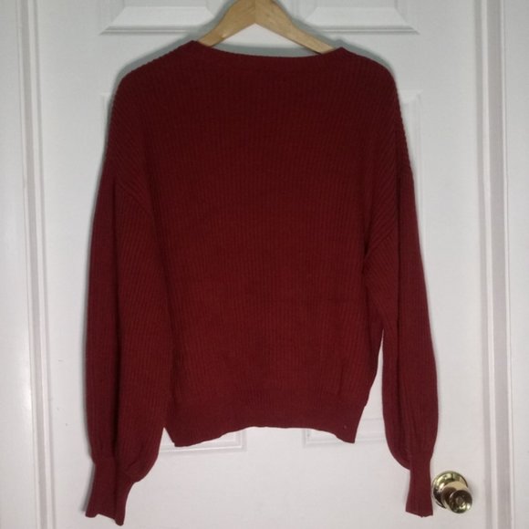 Lush Puff Sleeve Ribbed Sweater In Copper Size L - Picture 7 of 12